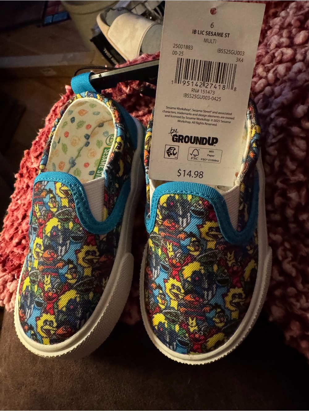 Target Kids Blue Trim Multi-Color Sesame Street Slip-On Sneakers